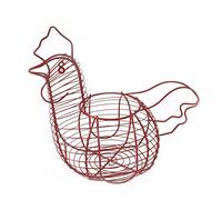 JYCRA Chicken Egg Holder,Wire Egg Basket with Chicken Shape Design Egg Collecting Basket with Handle for Kitchen Countertop,Red
