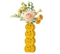 JYCRA Smiling Face Yellow Ceramic Vase for Flowers, Modern Farmhouse Home Decor