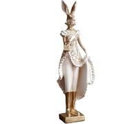 JYCWTT Regal Heirloom Rabbit Figurine, A Refined Accent That Brings Intention to Every Corner - Vintage Gold Leaf Bunny Statue, Collectible Animal Sculpture for Easter Home Decor, Spring Mantle (B)