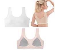 JYCY 2PCS Kids Bra Girls Sports First Bra for Girls Age 10-18 Fixed Bust Pad Teenage U Shape Back Seamless Sleep Crop Top Kids Tops for Teen (UK, Age, 10 Years, 14 Years, Regular, White + Pink)