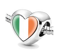 Jycycem Ireland Irish Flag Heart Beads for Bracelets Jewelry Making DIY Silver Charms for Women