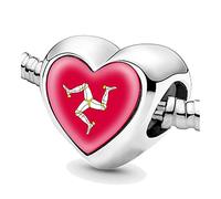 Jycycem Isle of Man Flag Heart Beads for Bracelets Jewelry Making DIY Silver Charms for Women