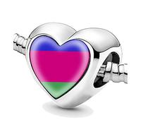 Jycycem Kuban People Republic Flag Heart Beads for Bracelets Jewelry Making DIY Silver Charms for Women