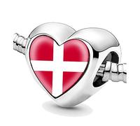 Jycycem Sovereign Military Order of Malta Flag Heart Beads for Bracelets Jewelry Making DIY Silver Charms for Women
