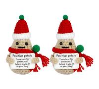 Jyeennar 2PCS Christmas Potato Knitted Dolls, Handmade Stuffed Plush Positive Pickle, Festive Xmas Decor for Home Tree Fireplace, Cute for Kids Friends,Holiday Decorations