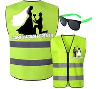 Jyeennar 2pcs Stag Do Party Accessories for Men,Fluorescent Green Reflective Safety Vest and Sunglasses,Stag Do Outfit Funny Shirts Birthday Wedding Gifts Bachelor Party for Mens
