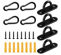 Jyeennar 4 Pcs Stainless Steel Eye Pad Plates,4 Pcs Wall Carabiner, M5 Pad Eye with 8 Screws and 8 Plastic Expansion Pipes, Metal Staple Ring Hook for Hanging Wall Ceiling Hardware Accessories