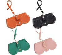 Jyeennar 4PCS Slim Glasses Case Set with Lanyard,Fashionable, Portable & Anti-Scratch Eyeglass/Sunglasses Holder for Travel,Glasses Case for Women Men,Green, Pink, Orange, Black