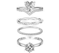 Jyeennar 4PCS Thin Stackable Alloy Rings for Women, Eternity Band Set - Easy to Wear, Fashionable Design for Everyday, Wedding & Engagement