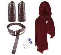 Jyeennar 4PCS Viking Costume Set for Men - Complete Medieval Knight Accessories with PU Leather, Adjustable Hooded Scarf & Belt | Halloween, Cosplay Party, Renaissance Faire | for History Buffs &