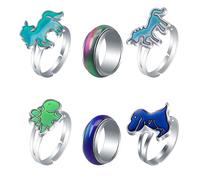 Jyeennar 6 Pack Mood Rings - Emotion-Responsive Color Changing Technology, Universal Adjustable Fit, Premium Durable Design - Perfect for Daily Wear, Parties & Gift Giving - Adults Unisex Accessories