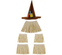 Jyeennar 6pcs Scarecrow Costume Kit with Witch Hat,Adjustable Straw Decorations Set for Adults & Kids, Perfect for Cosplay,Parties and Dress Up Set