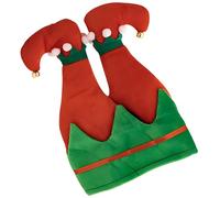 Jyeennar Upside Down Hat for Adults - Funny Santa, Comfortable Plush Design for Christmas Parties, Family Gatherings & Festive Celebrations, Durable Holiday Costume Accessory(Red & Green)