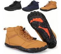 JYEVERC Winter Barefoot Shoes, Waterproof, High Warm & Non-Slip Boots, Lightweight Breathable, Soft Light Fitness Shoes, Wide Toe Cap, Unisex Adults, Khaki, 36-47 EU