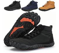 Winter Barefoot Shoes Waterproof, High Warm and Non Slip Boots, Lightweight Breathable Barefoot Trainers, Soft Light Fitness Shoes Wide Toe Cap, for Women Men Trail Running Shoes Black