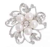 JYFJR Elegant Faux Pearl Flower Rhinestone Wedding Brooch Crystal Corsage Pin Brooch Women Clothing Accessories Jewelry Gift For Bride Girl with Gift bag B026