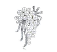 JYFJR Elegant Faux Pearl Flower Rhinestone Wedding Brooch Crystal Corsage Pin Brooch Women Clothing Accessories Jewelry Gift For Bride Girl with Gift bag B010