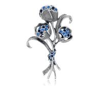 JYFJR Vintage Elegant Rose Flower Brooches for Women Sparkly Rhinestone Pin Wedding Accessories Jewellery Gift Silver