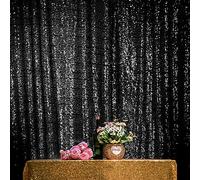 JYFLZQ Black Sequin Backdrop Curtains 5ft x 7ft 1 Panel Glitter Photo Booth Backdrops Sparkly Halloween Backdrop Photography Background Drapes for Halloween Parties Wedding Bridal Showers