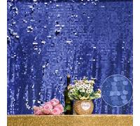 JYFLZQ Blue Payette Sequin Backdrop Curtains 8ft x 8ft 1 Panel Glitter Thick Shimmer Backdrop Background Photo Booth Backdrops for Parties