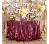 JYFLZQ Burgundy Round Sequin Tablecloth 120" Sparkly Table Cloths Glitter Table Cover Overlay for Wedding Birthday Party Baby Bridal Shower