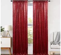 JYFLZQ Burgundy Sequin Backdrop Curtains 2ft x 8ft 2 Panel Glitter Photo Booth Backdrops Sparkly Photography Background Drapes for Parties Wedding Bridal Showers