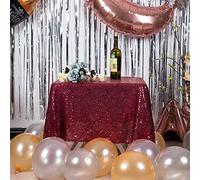 JYFLZQ Burgundy Sequin Tablecloth 50" x 50" Small Square Sparkly Drape Table Cloths Table Cover Overlay for Wedding Birthday Party Baby Bridal Shower