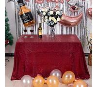 JYFLZQ Burgundy Sequin Tablecloth 50" x 80" Rectangular Sparkly Table Cloths Table Cover Overlay for Christmas Wedding Birthday Party Baby Bridal Shower