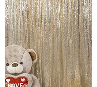 JYFLZQ Champagne Sequin Backdrop Curtains 10ft x 10ft 1 Panel Glitter Photo Booth Backdrops Sparkly Photography Background Drapes for Parties Wedding Bridal Showers
