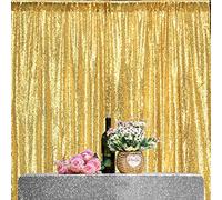 JYFLZQ Light Gold Sequin Backdrop Curtains 8ft x 8ft 1 Panel Glitter Photo Booth Backdrops Sparkly Photography Background Drapes for Parties Wedding Bridal Showers