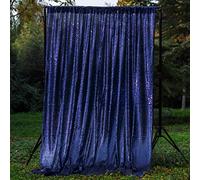 JYFLZQ Navy Blue Sequin Backdrop Curtains 10ft x 10ft 1 Panel Glitter Photo Booth Backdrops Sparkly Photography Background Drapes Photography Accessories for Parties Wedding Bridal Showers