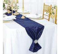 JYFLZQ Navy Blue Sequin Table Runner 12"x72" Sparkly Runners for Table Rectangle Glitter Sequin Fabric Table Linens Runner Wedding Birthday Party Supplies