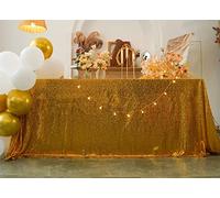 JYFLZQ Sequin Table Cloth Cover Overlay Tablecloth for Wedding Birthday Party Baby Shower (50" X 80", Gold)
