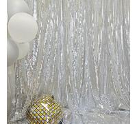 JYFLZQ Silver Sequin Backdrop Curtain for Party, 4.5FT x 8FT