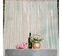 JYFLZQ White Iridescent Sequin Backdrop Curtains 10ft x 10ft 1 Panel Glitter Photo Booth Backdrops Sparkly Photography Background Drapes for Parties Wedding Bridal Showers…