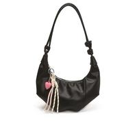 JYG Small Shoulder Purse for Women Summer Crescent Hobo Bags Y2K Trendy PU Leather Crossbody Handbag with Adjustable Strap, Black