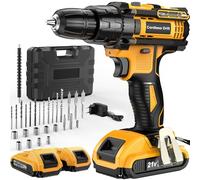 JYGMPRO Cordless Drill Driver 21V, Hammer Drill with 2 Batteries 2000mAh, 25+3 Torque, 42N.m Max Electric Drill, 30PCS Drill Bits, 2 Speed, LED Light for Home and Garden DIY Project