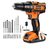 JYGMPRO Cordless Drill Driver 21V, with Battery 2000mAh, 25+3 Torque, 42N.m Max, 22PCS Drill Bits, 2 Speed, LED Light for Home and Garden DIY Project, Orange
