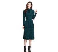 JYHBHMZG Casual Soft Cashmere Sweater Dress Women Fall Korean Half Turtleneck Long Sleeve Knitted Dresses Elegant Vestido EN8 XS