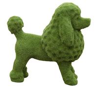 JYHCD Flocked Garden Dog Statue Artificial Poodle Figurine Green Lifelike Artificial Dogs Garden Decor for outside Statues Yard, Patio, Lawn, Porch,E