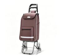 JYHCD Foldable Stair Climbing Shopping Trolley with Detachable Storage Bag, Ergonomic Pull Handle and 6 Wheel Design for Grocery Transport Daily Errands and Outdoor Shopping Trips,Brown