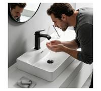 JYHHCYS Deep Anti-Splash Bathroom Sink, White Ceramic Countertop Vessel Sink, Modern Rectangle Vanity Basin, Above Counter Art Basin, Easy-Clean Finish(60x42cm)
