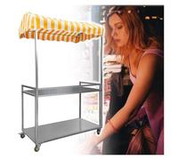JYHHCYS Foldable Street Food Vendor Cart, Mobile Metal Vendor Kiosk Stall Street Snack Cart On Wheels, Commercial Outdoor Folding Snack Cart for Street, Events(Orange,50x100cm/19.6x39.3in)