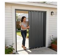 JYHHCYS Outdoor Folding Sliding Door Aluminium, 80in Height Multifold Interior Doors with Hardware & Lock for Exterior Yard Patio, Foldable Retractable Gate Screen(75x80in)