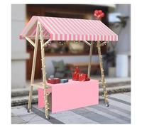 JYHHCYS Outdoor Vendor Cart with Canopy, Movable Stall Display Stand Wood Food Cart on Wheels, Lightweight Market Stall Display Stand for Sale Hot Dog/Ice Cream/Food(Pink,W 120cm(47.2"))