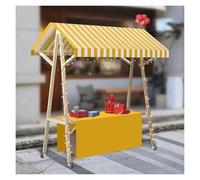 JYHHCYS Outdoor Vendor Cart with Canopy, Movable Stall Display Stand Wood Food Cart on Wheels, Lightweight Market Stall Display Stand for Sale Hot Dog/Ice Cream/Food(Yellow,W 120cm(47.2"))