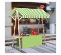 JYHHCYS Outdoor Vendor Cart with Canopy, Movable Stall Display Stand Wood Food Cart on Wheels, Lightweight Market Stall Display Stand for Sale Hot Dog/Ice Cream/Food(Light green,W 120cm(47.2"))