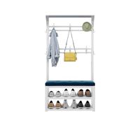 JYHHGDS Coat Rack Stand with Storage Rack, Coat Rack with Metal Hook, Clothes Rail with Shoe Stool, for Hallway, Maximum Load Bearing Capacity 100kg 80/100X30X172cm