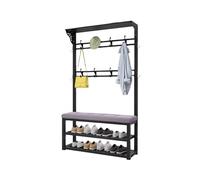 JYHHGDS Coat Rack Stand with Storage Rack, Coat Rack with Metal Hook, Clothes Rail with Shoe Stool, for Hallway, Maximum Load Bearing Capacity 100kg 80/100X30X172cm