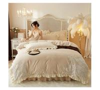JYHHGDS Comforter Set Queen Winter Bedding 4 Piece Set Milk Velvet Lace Pattern Quilt Cover Set Warm Bed Sheet Set Soft Complete Bedding(White,King)